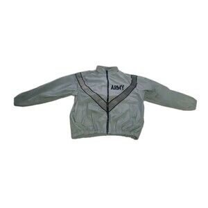 US Army IPFU PT Medium Regular Physical Fitness Gray Zip Windbreaker Jacket